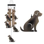 Garden Dog Wind Chimes Outdoor Indoor Decor - with 4 Tubes 4 Bells 5 Dogs Wind Chime, Mobile Romantic Dog Wind Catcher, Dogs Windchimes for Home, Mom Gifts, Balcony, Tree, Festival, Garden Decoration