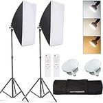 FOTOCREAT Softbox Lighting Kit 20"X28" Soft Box Professional Photo Studio Photography Continuous Lighting Equipment with E27 Socket 5700K LED Bulbs for Portraits and Video Product Shooting