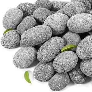 GasSaf 10 Pounds Black Natural Tumbled Stones Round Lava Rock Pebbles for Fire Pit, Gas Fireplace/Fire Tables, Gas Log Set, Fire Bowls, Decorative Landscaping Rocks for Indoor and Outdoor (1-2 Inch)