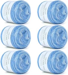 Aeelike Cake Yarn for Crocheting, 6 Skeins Gradient Yarn 100g (3.52 oz) 245m (267 Yards) # 3 Light Weight, Soft Ombré Yarns Fairyland Yarns Rainbow for Making Colorful Crafts, Fantasy Blue Gradient