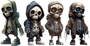 YYPLIAN Cool Skeleton Figurines, Skeleton Small Statue Halloween Resin Collectible Figurines, Cute Home Room Desk Office Decor