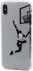 Keyihan Funda para iPhone 7 Plus y iPhone 8 Plus 5,5 Pulgadas Patrón Jugar Baloncesto Layup Anti-choques Carcasa Protectora Transparente Claro Suave TPU Silicona Shockproof Case para Chicos