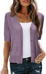 Arach&Cloz Womens Cardigans Summer 2024 Cropped Lightweight Short Sleeve Sweater Bolero Shrugs Tops Casual Dressy Trendy Plus Size Valentines Kimono Cozy Clouds Grey Purple