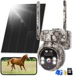 Hiseeu 4G Camera, 4G Cellular Game Cameras, No WiFi Security Camera, Solar Trail Cam Wireless Outdoor, 2k Color Night Vision, Without WiFi Need, 64G SD & 300MB SIM Card Included (4G Camo-Summer)