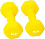 BalanceFrom Set of 2 Neoprene Coated Non-Slip Grip Dumbbell Weights, Yellow