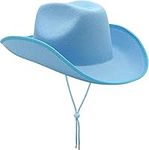 4E's Novelty Cowboy Hat for Women & Men, Felt Cowgirl Hat for Adults, Western Party Dress Up Accessories (Light Blue), Light Blue, Medium