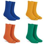 DYNAMOCKS SOLID Colour Socks for MEN and WOMEN - (Combo Pack of 4 | Crew Length | Material: Combed Cotton | Multicolour | Size: Free (UK 7-12))