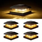 VOLISUN Solar Post Cap Lights 4 Pack, 4x4 Deck Fence Post Solar Lights Outdoor with Warm White Lighting, Waterproof Solar Lights for Vinyl/Wood Posts to Decorate Fence, Deck, Garden, Patio