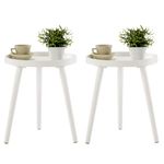 APICIZON Round Side Table Set of 2, Tray Nightstand Sofa Coffee End Table for Living Room, Bedroom, Small Spaces, 15 x 18 Inches, White