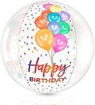 Beach Ball for Pool Birthday Party - 20" Clear Inflatable Pool Ball for Swimming Pool Birthday Parties - Happy Birthday Decorations and Outdoor Fun Games for Kids Adults