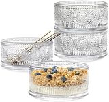 Swetwiny Glass Bowl 4 Pack Ice Cream Bowls, 15.5 Ounce Glass Serving Bowl Dessert Bowls Setwith Gold Spoon Trifle Bowl For Dessert, Ice Cream, Cereal, Nuts, Pudding (Sunflower)