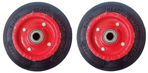 Tanishka Creations Industrial Trolley Wheels fitted with Original 6205 no.Bearing * Wheel size - 10 Inches, Bore Size - 1 inch * Durable Rubber, Leak Proof *Heavy Duty - Set of 2 Wheels