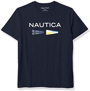 Nautica Men's Sustainably Crafted Logo Signal Flag Graphic T-Shirt, Navy, Medium