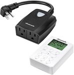 DEWENWILS Outdoor Light Timer with Remote, ON/Off Repeat Cycle Outlet, Waterproof 100FT, Plug in Digital Timer for Holiday String Light, 1/2 HP, 15A, ETL Listed