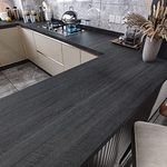 WESTICK Black Peel and Stick Wallpaper Countert Top Peel and Stick Countertops for Kitchen Sticky Wallpaper Vinyl Countertop Peel and Stick Cabinet Contact Paper for Cabinets Door 15.75"x78"