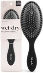 Kitsch Recycled Plastic Wet/Dry Hair Brush, Detangling Tool for Curly or Straight Styles, Brush for Tangled Strands, Flexible Hairbrush Bristles, Brushes for Women & Men, Adults & Kids - Black