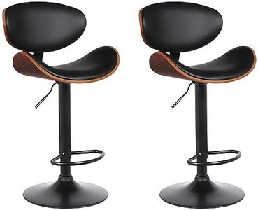 Vente-unique - Lote de 2 taburetes de Bar Montenegro - Altura Ajustable - Piel sintética - Nogal y Negro - Patas Negras