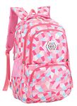 SellerFun Girl Geometric Printed Primary Junior High University School Bag Bookbag Backpack(2# Pink,35L)