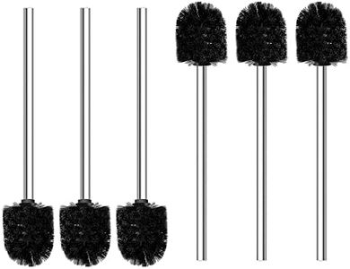 JDWG 6PCS Toilet Brush Plastic Toilet Brushes Toilet Bowl Cleaner Brush Toilet Replacement Brush Bathroom Cleaning Brushes with Stainless Steel Handle. (Black)