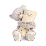 DEMDACO Loved Tan Polyester Soft Plush Teddy Bear and Receiving Blanket Set of 2