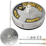 EDOU Direct Pressure Washer Surface Cleaner 15" | Stainless Steel | Heavy Duty | 4,000 PSI Max Working Pressure | Includes: 2 Pressure Washer Extension Wand Attachments
