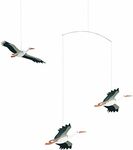 Danish Lucky Storks Hanging Mobile - 18 Inches - - Handmade in Denmark by Flensted