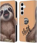 Head Case Designs Officially Licensed Animal Club International Sloth Faces Leather Book Wallet Case Cover Compatible with Samsung Galaxy S24+ 5G