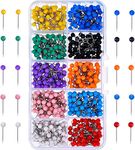 Aruiteng 500 Pieces Map Push Pins Map Tacks Plastic Round Head Tacks with Steel Points, 1/8 Inch, 10 Colors AruitengTR065 AruitengTR065