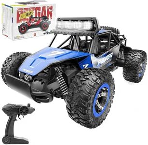 BEZGAR TB141 RC Cars-1:14 Scale Remote Control Car, 2WD High Speed 20 Km/h Electric Toy Off Road RC Car Vehicle Truck Crawler with LED Headlight and Two Rechargeable Batteries for Kids and Adults