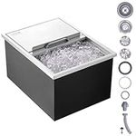 VEVOR Drop in Ice Chest, 24"L x 18"W x 13"H Stainless Steel Ice Cooler, Commercial Ice Bin with Sliding Cover, 40.9 qt Outdoor Kitchen Ice Bar, Drain-Pipe and Drain Plug Included, for Cold Wine Beer