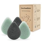 Konjac Sponge Set for Gentle Facial Cleansing and Exfoliation, Teardrop Shape, Ecofriendly Natural Vegan Wash Sponge, 4 Pieces