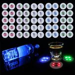 AUSTUFF LED Coaster, 50 Pcs Light Up Coasters for Drinks, 7 Colors RGB LED Liquor Bottle Lights Stickers Coasters, Flash Light Up Bar Coaster for Club, Bar, Party, Wedding Decor(Multicolor)