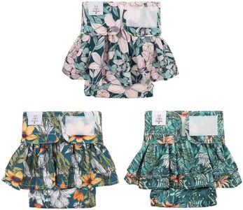 CuteBone Female Dog Diapers with Skirts 3 Pack Reusable Puppy Dresses Pants for Heat Cycle Period QBD26XL