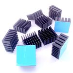 Easycargo 10pcs 20mm Heatsink Kit 20x20x10mm + 3M 8810 thermal conductive adhesive tape, cooler Heat Sink for cooling GPU IC Chips VRAM VGA RAM (20mmx20mmx10mm)