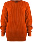 SA Fashions® Oversized New Ladies Womens Chunky Baggy Jumper Knitted Sweater Thick Top S-XL 8-18 (M/L (12-14), Orange)