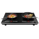 VBGK Double Induction Hob 3600W, Plug in Induction Hob 2 Ring, Hot Plate with Touch Sensor, 10 Power Levels, Safety Lock & 3-Hour Timer, 220~240V, Black