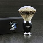 100% Badger Hair Shaving Brush with Black & Metal Colour Base.Long Life-Span & Low Maintenance Natural Pure Badger Brush