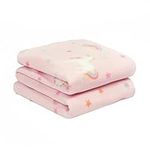 Dreamscene Unicorn Rainbow Polar Fleece Childrens Kids Magical Star Soft Throw Over Thermal Baby Sofa Bed Chair Blanket, Blush Pink - 120 x 150cm