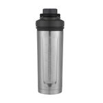 Contigo Fit Shake & Go 2.0 Stainless Steel Protein Shaker Bottle with Leak-Proof Screw Lid, Vacuum-Insulated Mixer Bottle with Whisk and Carry Handle, Grey, 24 oz (709 mL)