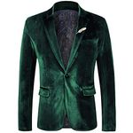 WEEN CHARM Men's Slim Fit Velvet Blazer Tuxedo Dinner Suit Jacket Sport Coat Green