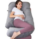 Pregnancy Pillows, 60 Inch U Shaped Full Body Maternity Pillow for Pregnant Women, Pregnancy Pillows for Sleeping with Velvet Cover (Dark Grey)