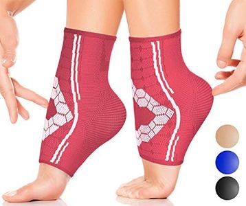 Sparthos Ankle Compression Socks (Pair) – Plantar Fasciitis Sleeves with Arch Support – for Men and Women – Foot Ankle Brace – Relieve Heel Pain, Reduce Swelling, Achilles Tendon Treatment (Pink-M)