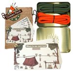 Knot Tying Kit | Camping & Outdoor Knots - by The Bear Essentials w/Waterproof Knot Tying Cards, 2 Practice Ropes, Burlap, Bushcraft Tin | for Outdoors Survival, Backpacking, Hiking & Scouts (Large)