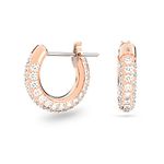 Swarovski Stone Hoop Pierced Earrings for Women, Set of Brilliant White Crystal Swarovski Hoop Earrings with Rose-Gold Tone Plated Metal