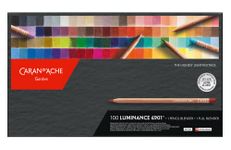 Caran D'Ache Luminance Smooth and permanent Color Pencils Box - 100 Assorted Shades including 1 pencil blender, 1 full blender