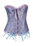 YMING Women's Lace Up Boned Overbust Corset Bustier Lingerie Bodyshaper Top Blue M