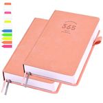 UIRIO 2 Pack Journals for Writing - A5 Notebook with 365 Numbered Pages, 5.7x8.3 Inches, Pink - Hardcover College Ruled Journaling Notebook - Executive Notebooks for Work, Men, Women