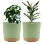 8 inch Plant Pot, 2 Pack Planters for Indoor Plants with Drainage Holes & Saucer, Outdoor Garden Flower Pots Modern Decor