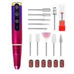 Carzos Eletric Nail Drill, Portable Cordless Nail Drill Machine for Acrylic Gel Nails, 20,000 RPM Rechargable Battery Professional E File Manicure Pedicure Polishing E-File Nail Drill Tools (Fuchsia)