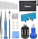 Vastar Watch Repair Tool Kit, Watch Battery Replacement Kit, Watch Back Remover Tool, Watch Case Opene, 5-in-1 Watch Repair Screwdriver, Watch Back Remover Holder, Spring Bars, Tweezer, Dust Brush